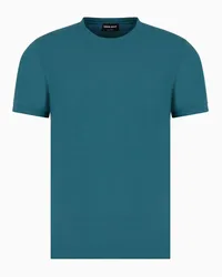 Giorgio Armani OFFICIAL STORE T-shirt Girocollo A Maniche Corte In Jersey Di Viscosa Stretch Verde