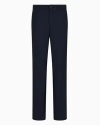 Giorgio Armani OFFICIAL STORE Pantaloni Flat Front In Gaufré Tecnico Blu