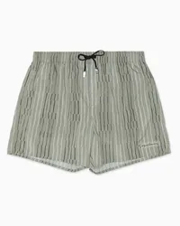 Giorgio Armani OFFICIAL STORE Costume Da Bagno Boxer Stampa Riga Irregolare Verde