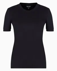 Giorgio Armani OFFICIAL STORE Maglia Girocollo A Maniche Corte In Puro Cashmere Blu