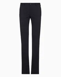 Giorgio Armani OFFICIAL STORE Pantaloni Flat Front In Lana Vergine Blu