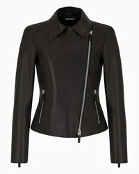 Giorgio Armani OFFICIAL STORE Giacca Modello Biker In Pelle Di Agnello Nero