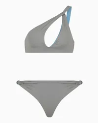 Giorgio Armani OFFICIAL STORE Bikini Con Fascia Asimmetrica Grigio