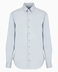 Giorgio Armani OFFICIAL STORE Camicia Regular Fit In Popeline Di Cotone Stretch Grigio