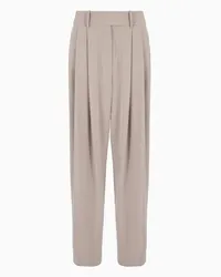 Giorgio Armani OFFICIAL STORE Pantaloni A Due Pinces In Seta Lavata Beige