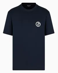 Giorgio Armani OFFICIAL STORE T-shirt Girocollo In Interlock Di Cotone Blu