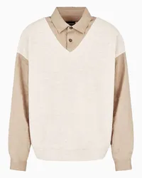 Giorgio Armani OFFICIAL STORE Polo A Manica Lunga In Cotone E Lana Beige