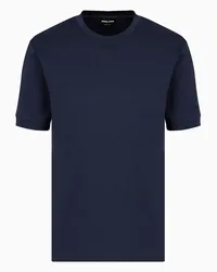 Giorgio Armani OFFICIAL STORE T-shirt Girocollo In Interlock Di Cotone Biologico Asv Blu