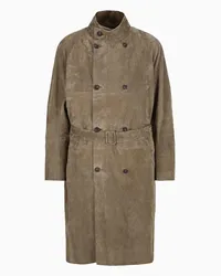 Giorgio Armani OFFICIAL STORE Trench In Suede Marrone