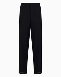 Giorgio Armani OFFICIAL STORE Pantaloni Flat Front In Gaufré Tecnico Nero