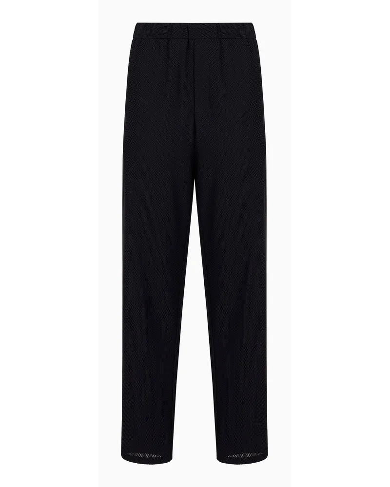 Giorgio Armani OFFICIAL STORE Pantaloni Flat Front In Gaufré Tecnico Nero