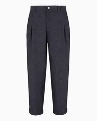 Giorgio Armani OFFICIAL STORE Denim Collection Pantaloni A Una Pince In Lana Vergine, Viscosa E Seta Blu