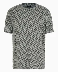 Giorgio Armani OFFICIAL STORE Maglia Girocollo In Jersey Jacquard Di Viscosa Stretch Asv Grigio