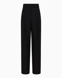 Giorgio Armani OFFICIAL STORE Pantaloni A Due Pinces In Tripla Georgette Di Seta Asv Nero