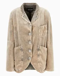 Giorgio Armani OFFICIAL STORE Giacca Monopetto In Velluto Di Cotone Beige