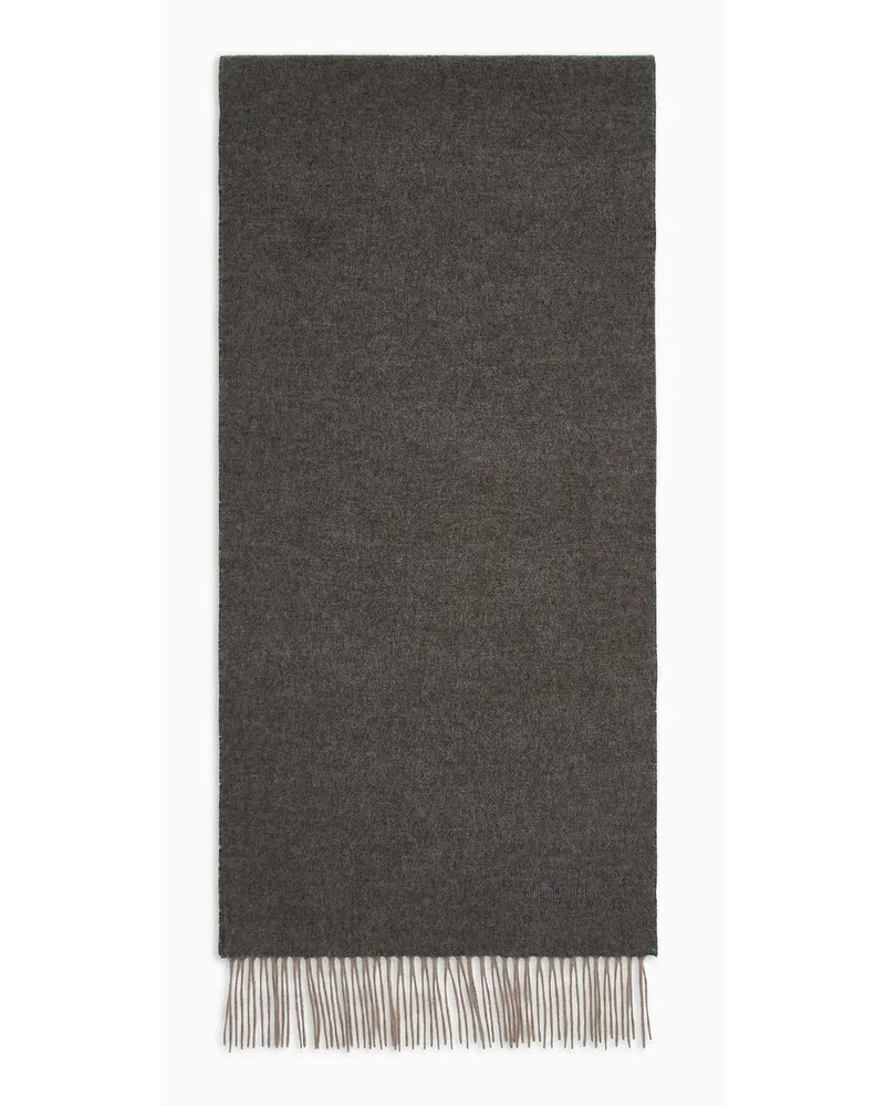 Giorgio Armani OFFICIAL STORE Sciarpa In Cashmere Con Logo Ricamato Grigio