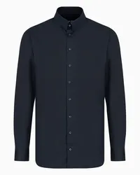 Giorgio Armani OFFICIAL STORE Camicia In Twill Di Cotone Luxury Blu