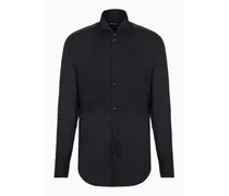 OFFICIAL STORE Camicia Smoking Regular Fit In Voile Con Plastron In Tessuto A Nido D'ape