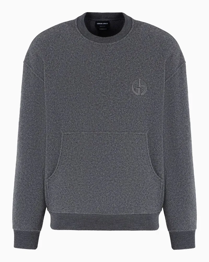 Giorgio Armani OFFICIAL STORE Felpa Girocollo In Pile Di Cashmere Grigio