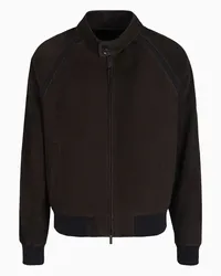 Giorgio Armani OFFICIAL STORE Blouson Con Zip In Suede Di Agnello Marrone