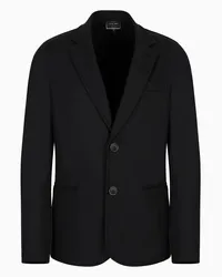 Giorgio Armani OFFICIAL STORE Giacca Monopetto Icon In Jersey Di Panno In Puro Cashmere Nero