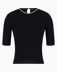 Giorgio Armani OFFICIAL STORE Maglia Girocollo Cropped In Cashmere Nero