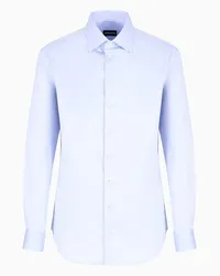 Giorgio Armani OFFICIAL STORE Camicia Classica In Twill Di Cotone Azzurro