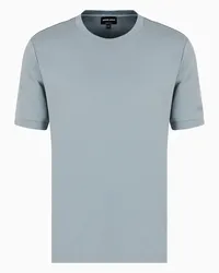 Giorgio Armani OFFICIAL STORE T-shirt Girocollo In Interlock Di Cotone Biologico Asv Azzurro