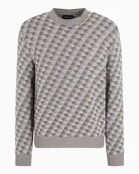 Giorgio Armani OFFICIAL STORE Maglia Girocollo In Lana Vergine Jacquard Grigio