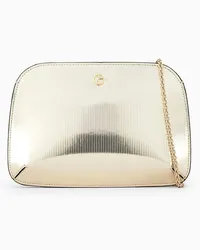 Giorgio Armani OFFICIAL STORE Clutch La Prima In Pelle Laminata Rigata Grigio