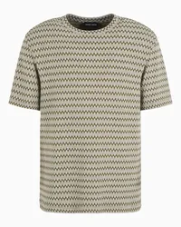 Giorgio Armani OFFICIAL STORE T-shirt Girocollo In Jersey Jacquard Di Viscosa Stretch Fantasia