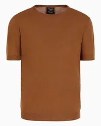 Giorgio Armani OFFICIAL STORE  Vicuña Maglia Girocollo In Vicuña Marrone