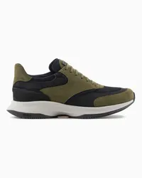 Giorgio Armani OFFICIAL STORE Sneakers In Pelle Scamosciata Verde