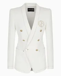 Giorgio Armani OFFICIAL STORE Denim Collection Giacca Doppiopetto In Denim Di Cotone Stretch Bianco