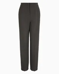 Giorgio Armani OFFICIAL STORE Pantaloni Dritti In Viscosa Stretch Marrone