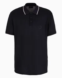 Giorgio Armani OFFICIAL STORE Polo A Maniche Corte In Jersey Di Seta, Lino E Cotone Blu