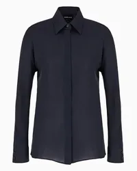 Giorgio Armani OFFICIAL STORE Camicia In Charmeuse Di Pura Seta Blu