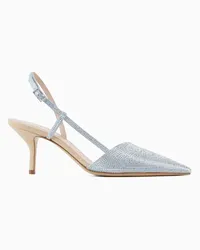 Giorgio Armani OFFICIAL STORE Slingback In Raso E Micro Borchie Azzurro