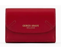 Giorgio Armani OFFICIAL STORE Mini Portafoglio Trifold La Prima In Pelle Palmellata Rosso