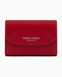 Giorgio Armani OFFICIAL STORE Mini Portafoglio Trifold La Prima In Pelle Palmellata Rosso