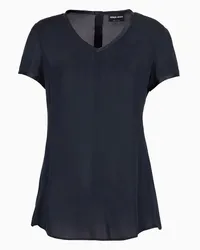 Giorgio Armani OFFICIAL STORE Blusa In Charmeuse Di Seta Con Scollo A V Blu