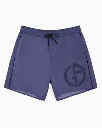 Giorgio Armani OFFICIAL STORE Costume Boxer Con Maxi Logo A Contrasto Blu