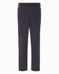 Giorgio Armani OFFICIAL STORE Pantaloni A Due Pinces In Twill Misto Seta Blu