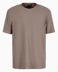 Giorgio Armani OFFICIAL STORE T-shirt Girocollo In Jersey Di Viscosa E Cashmere Jacquard Tortora