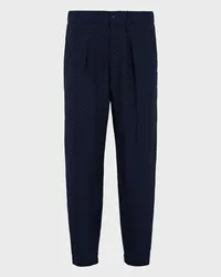 Giorgio Armani OFFICIAL STORE Pantaloni A Una Pince In Cupro E Viscosa Jacquard Blu