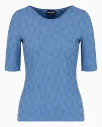 Giorgio Armani OFFICIAL STORE T-shirt Girocollo In Jersey Di Viscosa Jacquard Blu