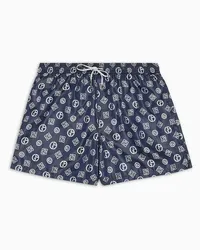 Giorgio Armani OFFICIAL STORE Costume Da Bagno Boxer In Tessuto Jacquard Logo All-over Fantasia