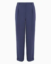 Giorgio Armani OFFICIAL STORE Pantaloni Dritti A Una Pince In Cady Di Viscosa Blu