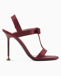 Giorgio Armani OFFICIAL STORE Sandali T-bar Con Fiocco In Pelle Spazzolata Bordeaux