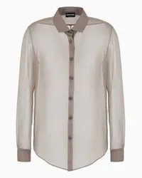 Giorgio Armani OFFICIAL STORE Camicia In Organza Di Seta Beige